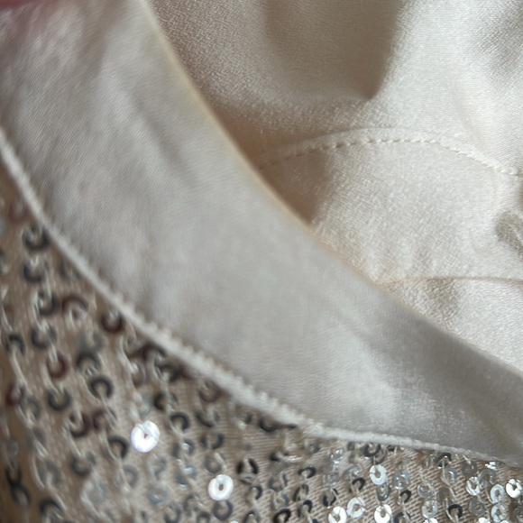 Rich Radi Q Sequin-Stitched French-Style Beige Shirt Size 2XL - Picture 12 of 12